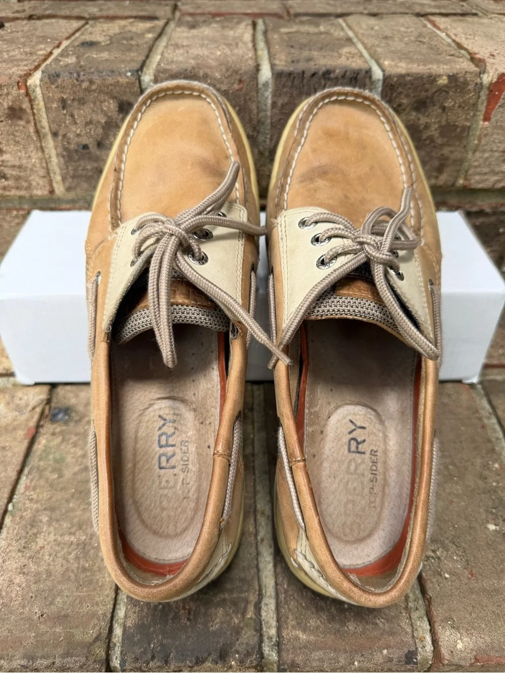 Sperry Top Slider Tan Leather Boat Shoes Men’s Size 10M